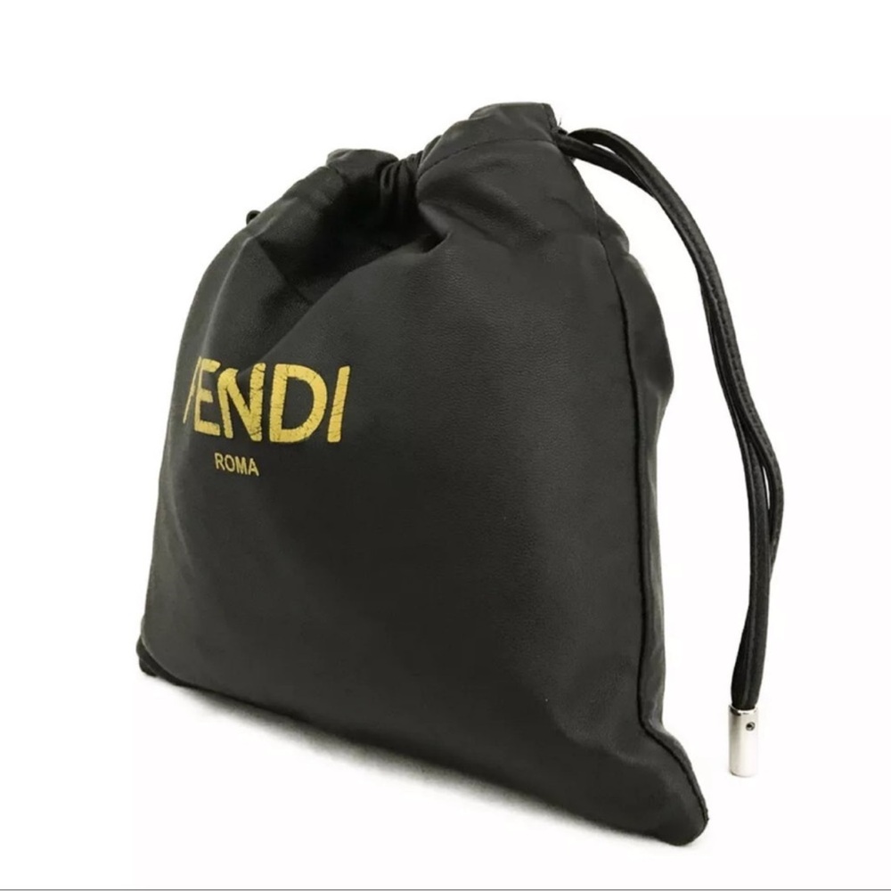 FENDI Roma Black Nappa Leather Drawstring Mini Crossbody Bag - Picture 2 of 11